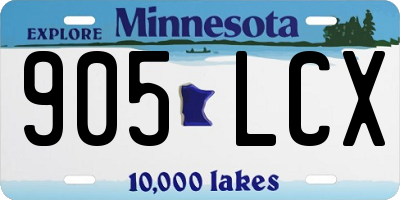 MN license plate 905LCX