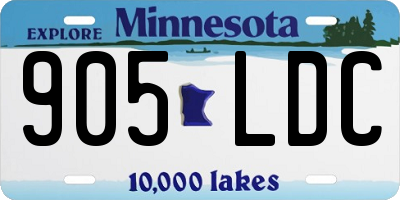 MN license plate 905LDC