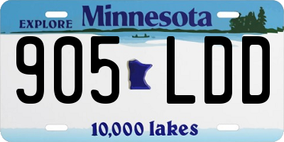 MN license plate 905LDD