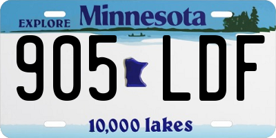 MN license plate 905LDF