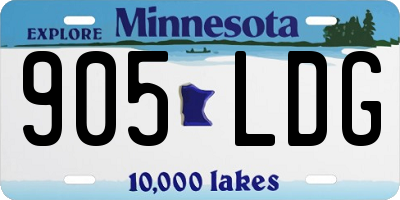 MN license plate 905LDG