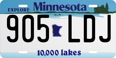 MN license plate 905LDJ