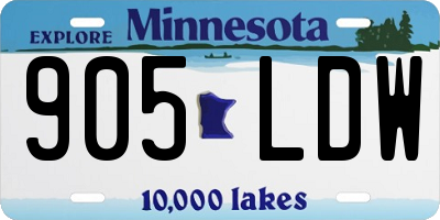 MN license plate 905LDW