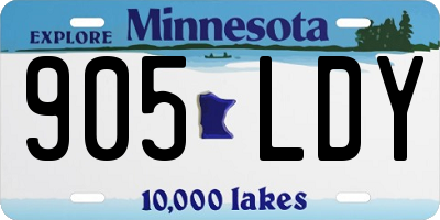 MN license plate 905LDY