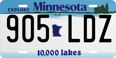 MN license plate 905LDZ