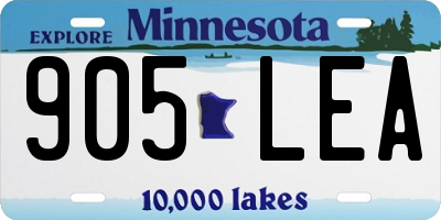 MN license plate 905LEA
