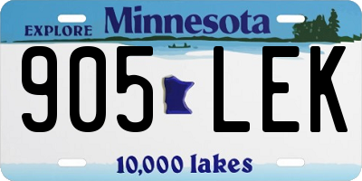 MN license plate 905LEK