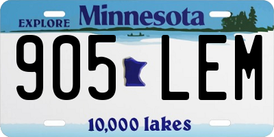 MN license plate 905LEM