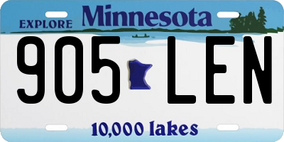 MN license plate 905LEN