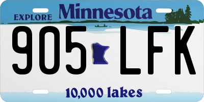 MN license plate 905LFK