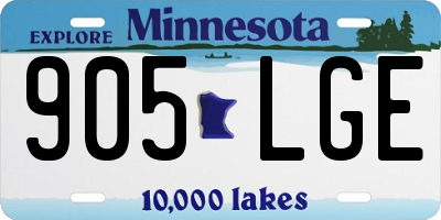 MN license plate 905LGE