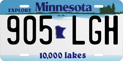 MN license plate 905LGH