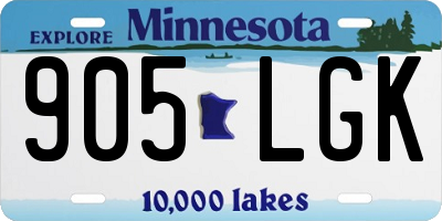 MN license plate 905LGK