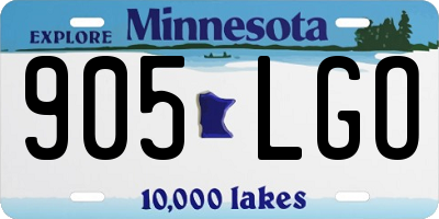 MN license plate 905LGO