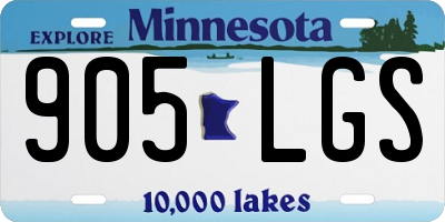 MN license plate 905LGS