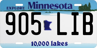 MN license plate 905LIB