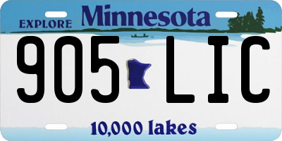 MN license plate 905LIC