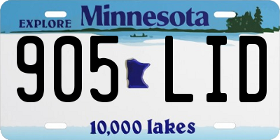 MN license plate 905LID