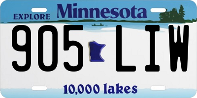 MN license plate 905LIW
