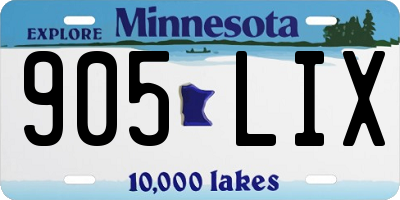 MN license plate 905LIX