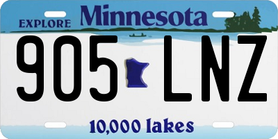 MN license plate 905LNZ