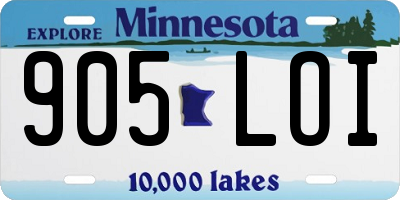 MN license plate 905LOI