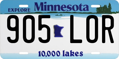 MN license plate 905LOR