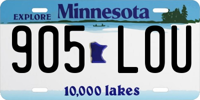 MN license plate 905LOU