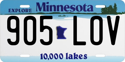 MN license plate 905LOV