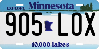 MN license plate 905LOX