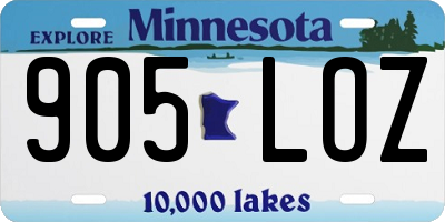 MN license plate 905LOZ