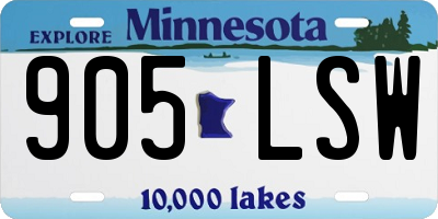 MN license plate 905LSW