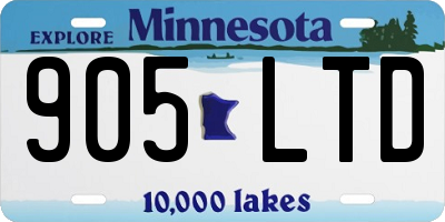 MN license plate 905LTD