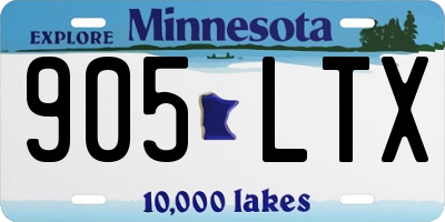 MN license plate 905LTX