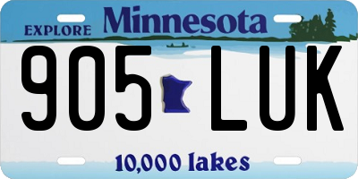 MN license plate 905LUK