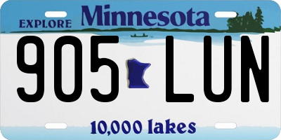MN license plate 905LUN