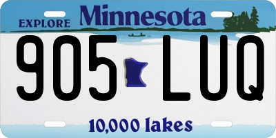 MN license plate 905LUQ