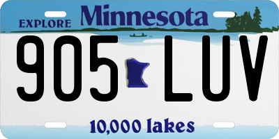 MN license plate 905LUV