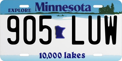 MN license plate 905LUW