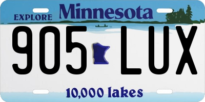 MN license plate 905LUX