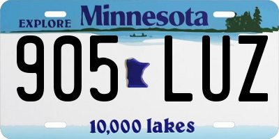MN license plate 905LUZ