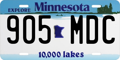 MN license plate 905MDC