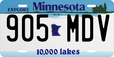MN license plate 905MDV