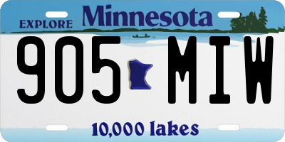 MN license plate 905MIW