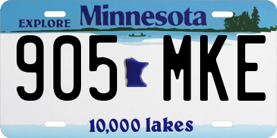MN license plate 905MKE