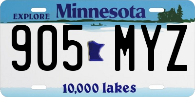 MN license plate 905MYZ