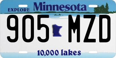 MN license plate 905MZD