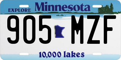 MN license plate 905MZF