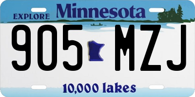 MN license plate 905MZJ