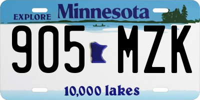 MN license plate 905MZK